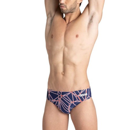 Men's Team Color Print 3-inch Brief Athletic Training Swimsuit