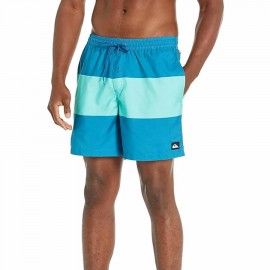 Men's Solid Elastic Waist Volley Boardshort Swim Trunk