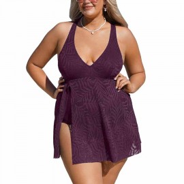 CUPSHE Women's 1 Piece Swimsuit Plus Size Bathing Suit Mesh Hollow Out Swim Dress