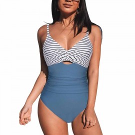 1 Piece Swimsuit Twist Front Cutout Adjustable Straps Ruched