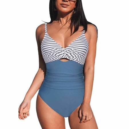 CUPSHE 1 Piece Swimsuit Twist Front Cutout Adjustable Straps Ruched Swimwear