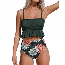 Women High Waist Bikini Swimsuit Ruffle 2 Piece Bathing Suit