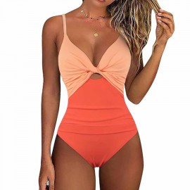 One Piece Swimsuit Front Twist Keyhole Sexy Monokini