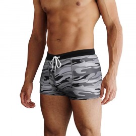 Men Square Leg Swim Briefs Printed Athletic