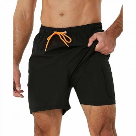 Men Swim Trunks with Compression Liner 2 in 1