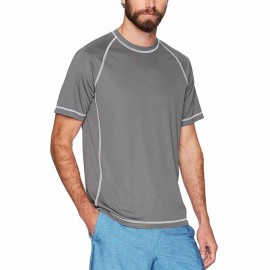 Men Slim Fit Short Sleeve Swim Shirt Quick Dry